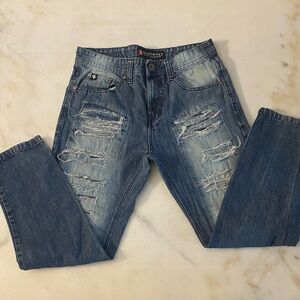 South Pole Men's Classic Blue Distressed Jeans